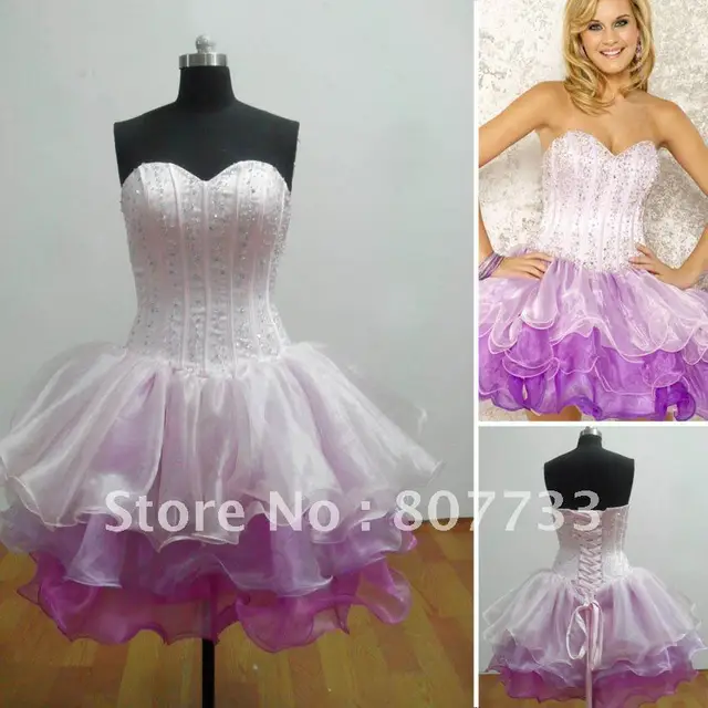 Aliexpress Free Shipping Cost Real Sample Re043 Real Sample Re043 Purple Organza Tail Dress Short Bandage