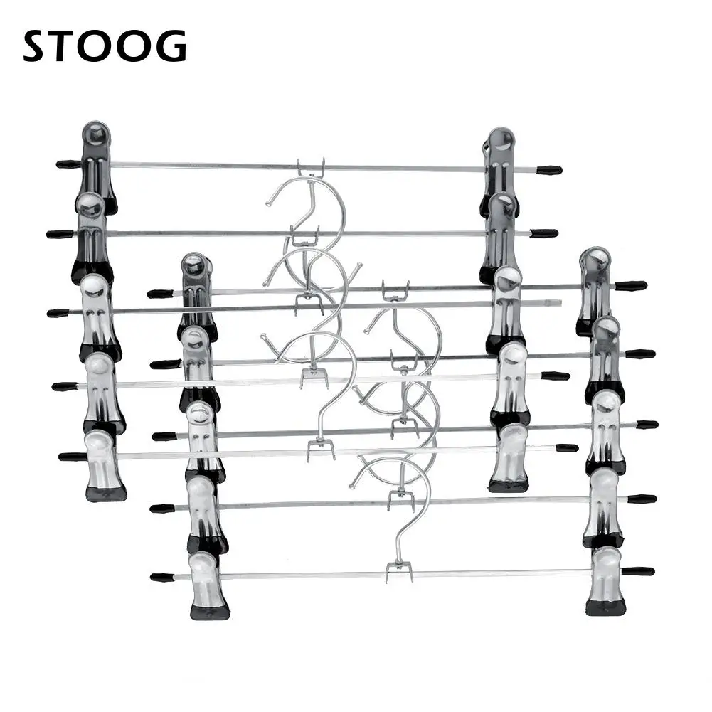 10 шт.,, новые клип вешалки из нержавеющей стали, регулируемая ручка, крепкие хромированные штаны, юбка, Вешалки С нескользящими зажимами