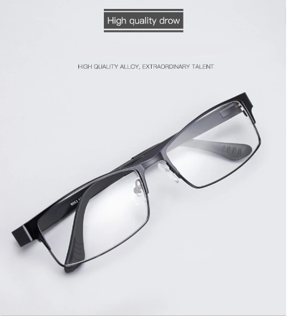 Лидер продаж очки Квадратные Классические простые мужские очки из нержавеющей стали полная Половина обода Металл хорошее качество оптическая рамка