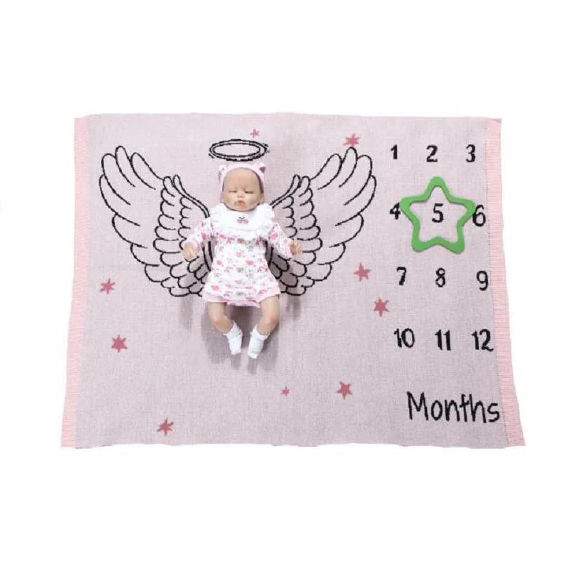 Acrylic Baby Growth Month Commemorate Cartoon Blanket Knitting Milestone Baby Milestone Comfort Blanket