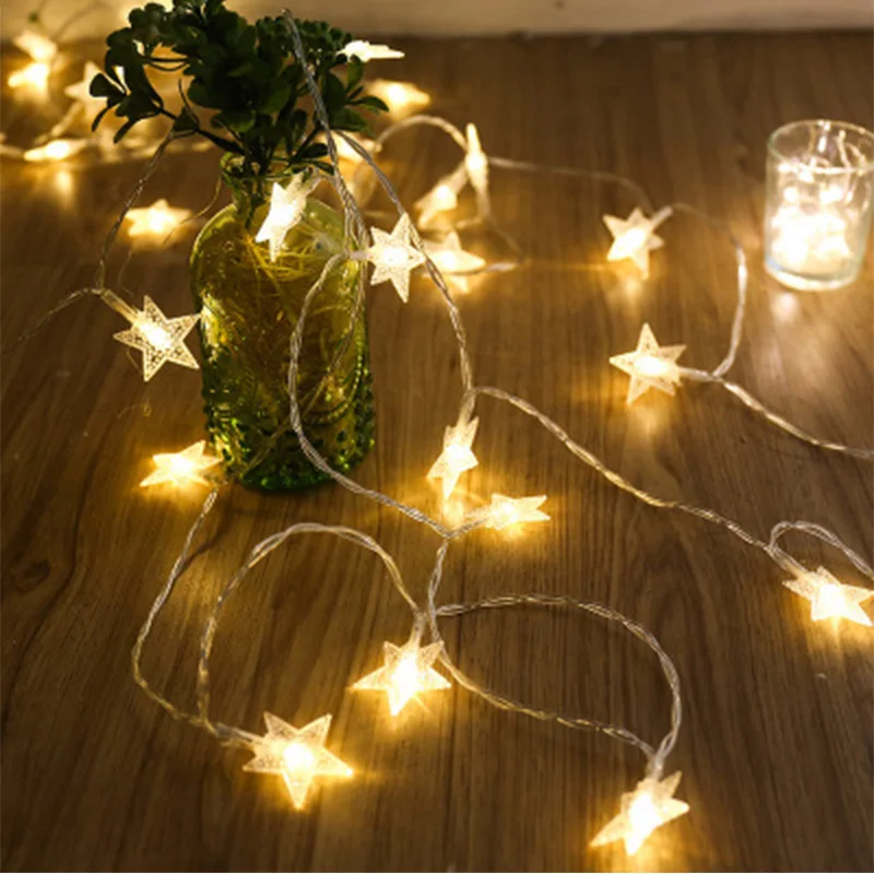 Anpro светодиодный светильник-гирлянда s 1,5 м 3 м Звездный Сказочный светильник с медным проводом, работающий с батареей внутренний открытый Рождественский свадебный декоративный светильник s