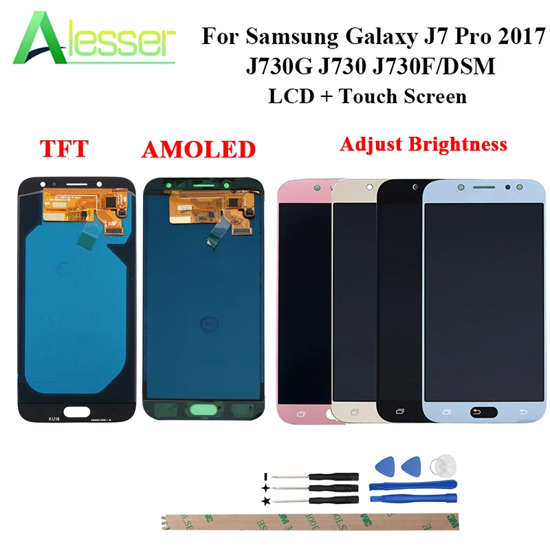 

Alesser For Samsung Galaxy J7 Pro 2017 J730G J730 LCD Display And Touch Screen Amoled Replacement Adjust Brightness +Tools