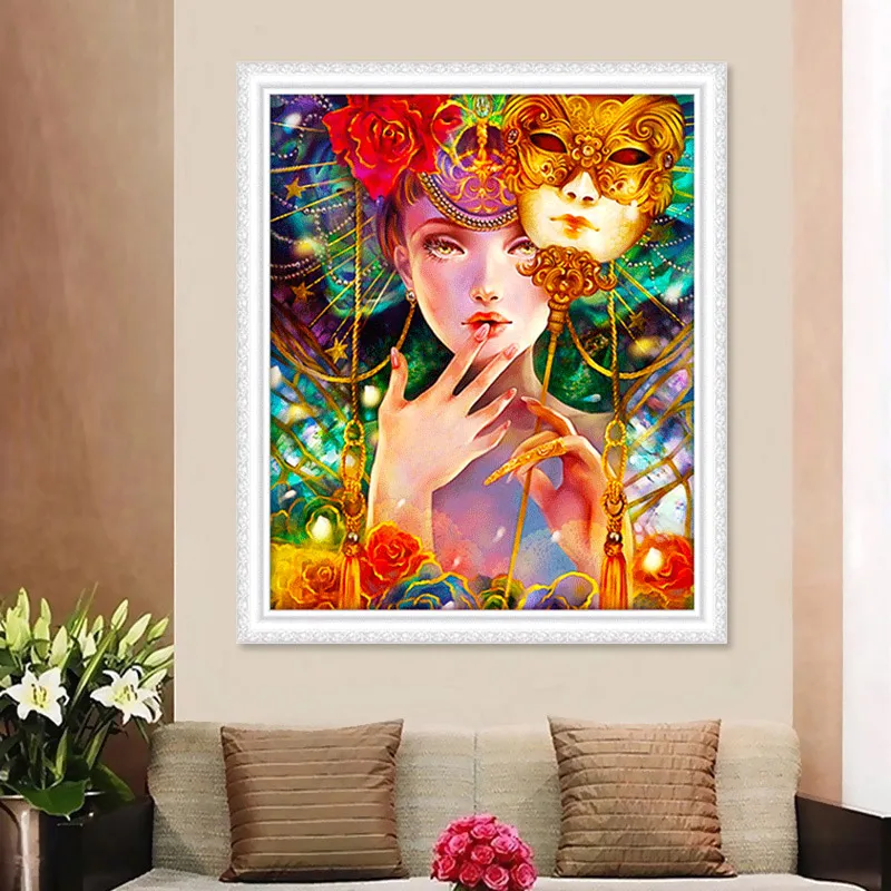 2018 5D DIY Diamond Painting Full Cross Stitch Mask 3D Special-shaped Embroidery Pretty Girl Decoration Mosaic Christmas | Дом и сад