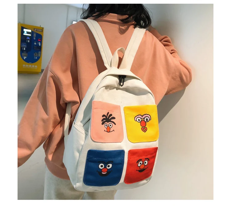 Menghuo 2019 Backpacks Women Cartoon Printed High Quality Canvas Backpack for Girl School Bag Teenagers Women Travel Bag Mochila_19