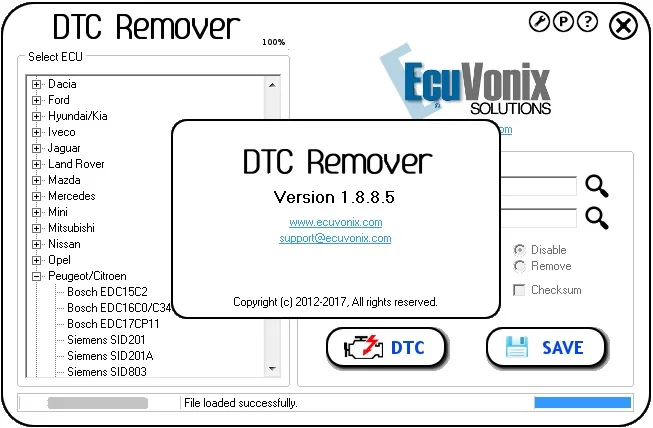 EcuVonix полный пакет (DTC Remover 1.8.8.5 + IMMO Универсальное декодирование 4 5 EDC17 Checksum Calc