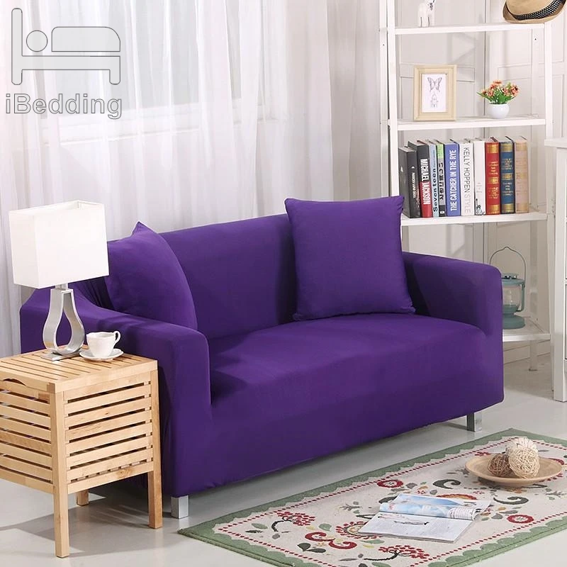 

New Purple Solid Simple Stretch Sofa Protector Cover for Living Room Sofa Slipcovers Sectional L Shape Sofacover 1/2/3/4 Seater