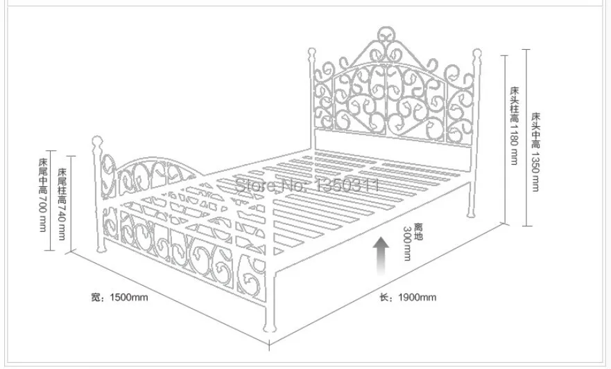 Noble iron double single bed 1.5 meters 1.8 European pastoral student bed iron bed princess bed rack Noble iron double single bed 1.5 meters 1.8 European pastoral student bed iron bed princess bed rack