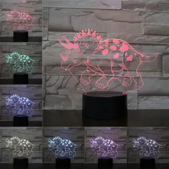 

Novelty 3D Lamp Illusion Children Night Light LED Bulb USB Multicolor Jurassic Park Dinosaur Dragon Triceratops Horned Dragon