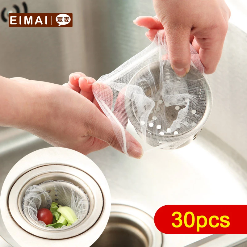 

EIMAI 30pcs Convenient Colanders Home Kitchen Tools Strainers Drain Residue garbage bags Anti-clogging Vegetables Sink filter