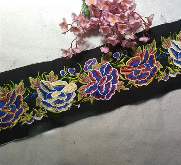 

miao cross stitch crochet fabric lace trim 13cm dress collar ribbon tape webbing ethnic tribal thai india boho floral embroidery