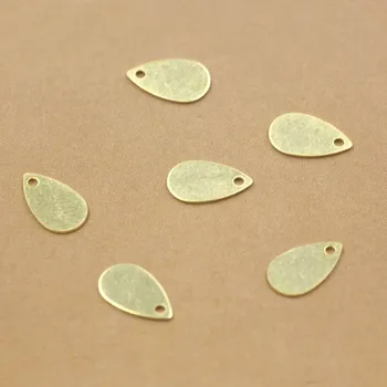 

10x6mm Raw Brass tone Tiny Charms Blank Brass European Charms Vintage Flat Teardrop Links Jewelry DIY Findings