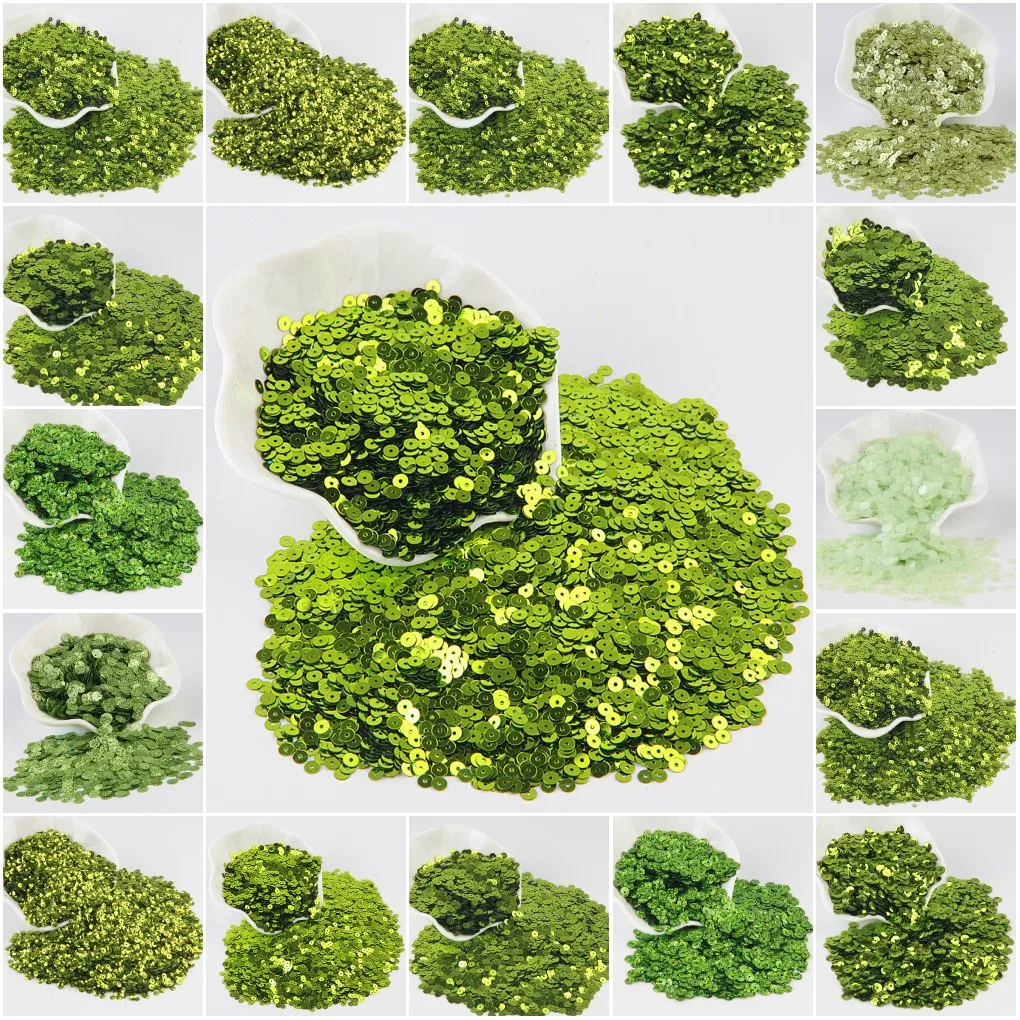 

Mix Size Light Green Sequin 3mm -10mm Glitter Cup Flat Round Pvc Sequin Wedding Crafts Paillette Sewing Decoration DIY Accessory