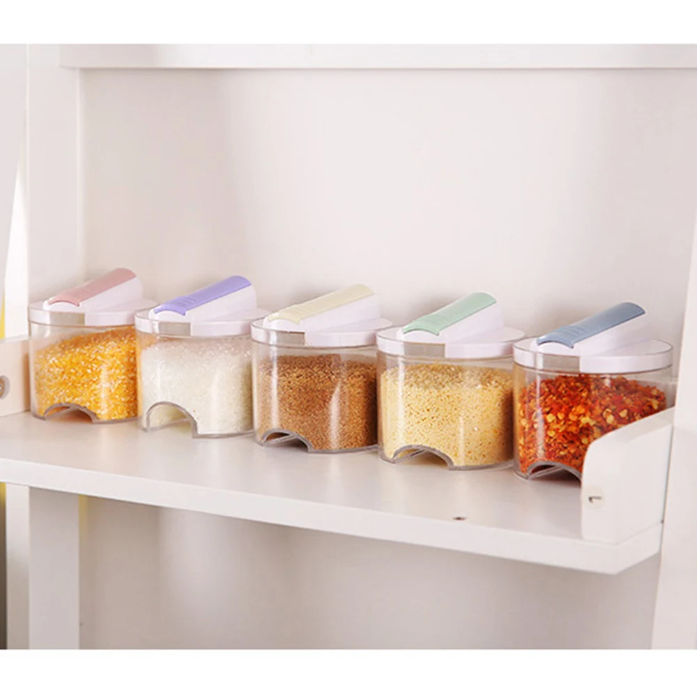 Spice Jar Seasoning Box Kitchen Spice Storage 5pcs Bottle Jars