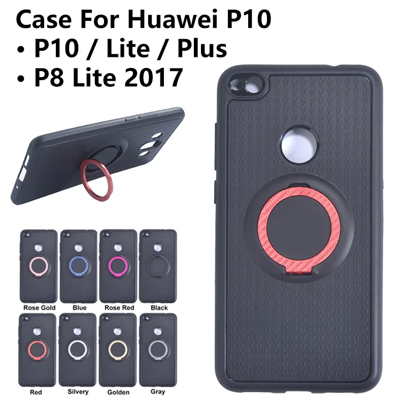

Phone Case For Huawei P10 Lite Plus Magnetic Suction Bracket Finger Ring TPU Soft Silicon Back Shell For P8 Lite2017 Phone Cases