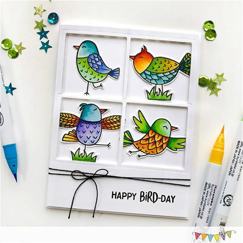 

GJCrafts Bird Alphabet Stamps and Dies New 2018 Clear Stamps Metal Cutting Dies for Scrapbooking DIY Stencil Decor Craft Stamp
