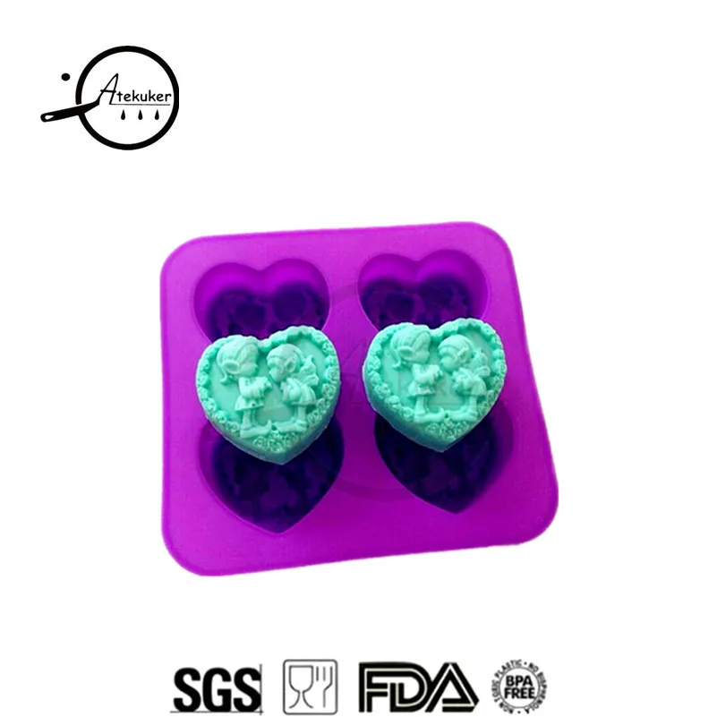

Atekuker Love Heart Fairy Shape Silicone Mold For Soap DIY Handmade Soap Form Jelly Ice Cube Molds Silicone Form For Soap Making
