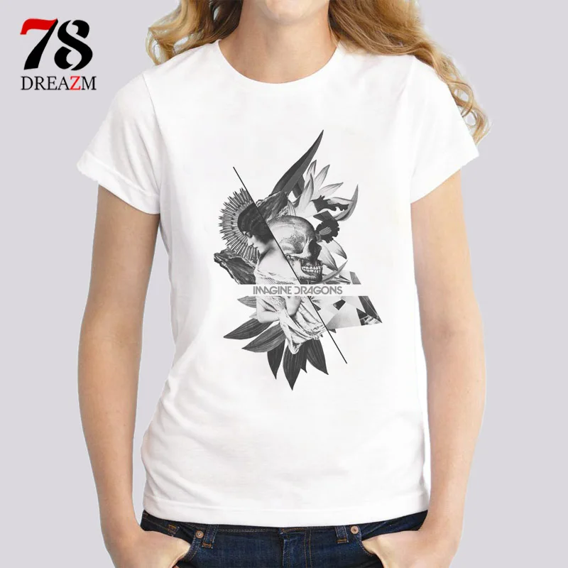 

imagine dragons t-shirt female 2017 Fashion Short Sleeve T shirt Plus Size Female Tshirts Print Top O-neck Women