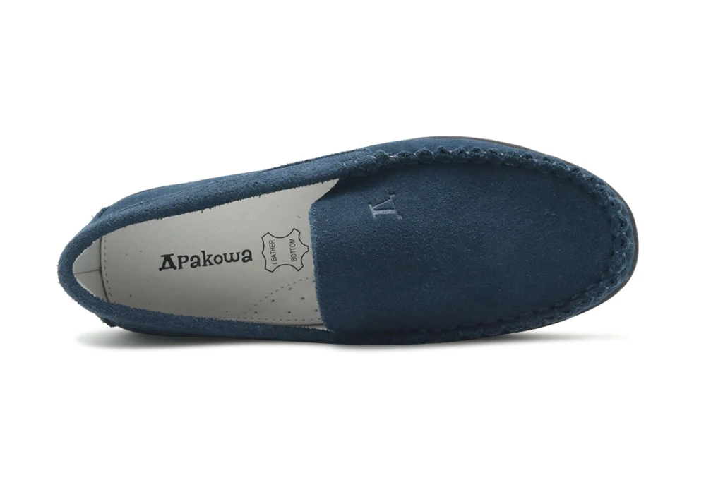 Apakowa для маленьких мальчиков замшевая обувь для школьной униформы для маленьких детей Классические однотонные Цвет, без шнуровки, повседневная обувь Лоферы Мокасины топ-сайдеры
