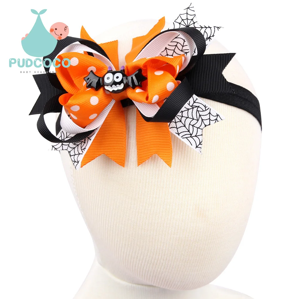 

20161Pc Halloween Baby  Hairbands Bow baby Headband Toddler Infant Bat Ghost Hair Accessories Children Elastic Headwear H142