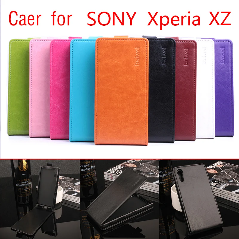 

For Sony Xperia XZ Phone Case Pure Color [Up-down Open] Vertical Flip Premium PU Leather Case Cover Factory Price