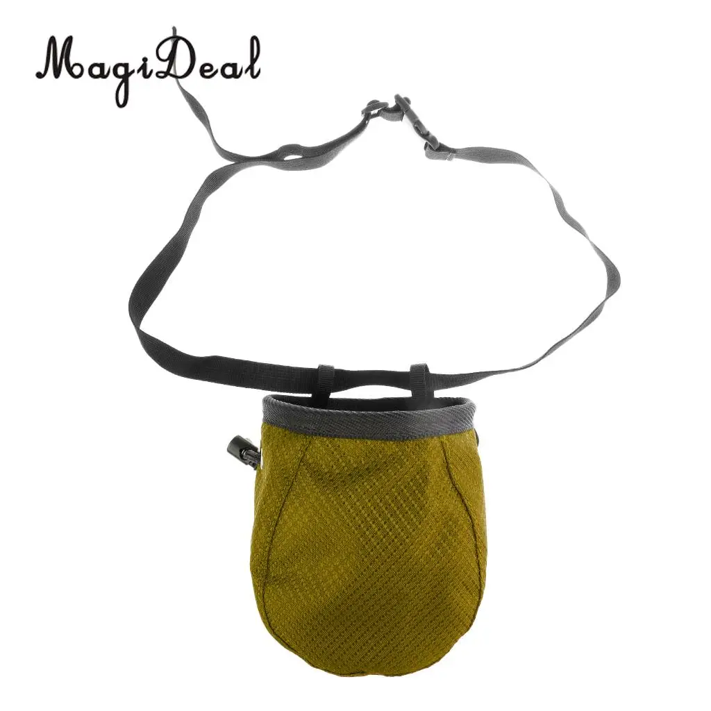 MagiDeal Cylinder Chalk Bag Pouch for Rock Climbing with Drawstring Corded Closure and Waist Belt