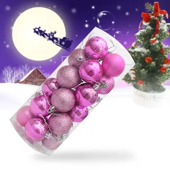 

24PCS 4CM Plastic Bright Balls new Pink Christmas Tree Colourful Balls Baubles Xmas Party Decorations home Hanging Ornament