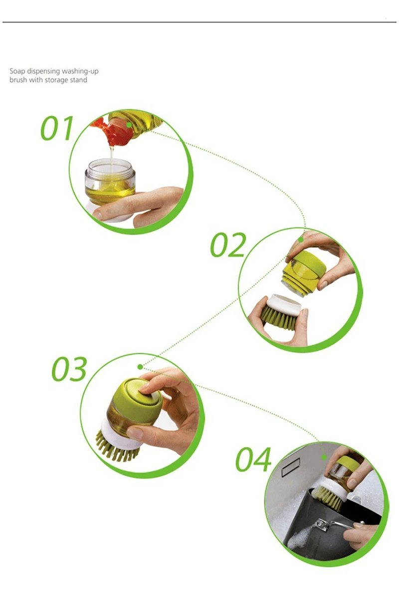 1 шт. зеленая щетка для мытья посуды инновационный очиститель для мытья посуды используется для хранения моющего средства мыльный бак для моющих средств мытья