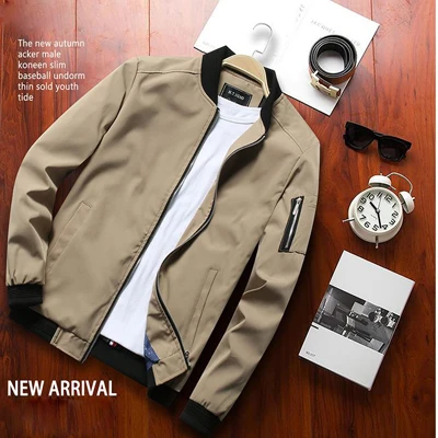 DIMUSI Spring Men's Bomber Zipper Jacket Male Casual Streetwear Hip Hop Slim Fit Pilot Baseball Coats Men Clothing Plus Size 4XL Khaki