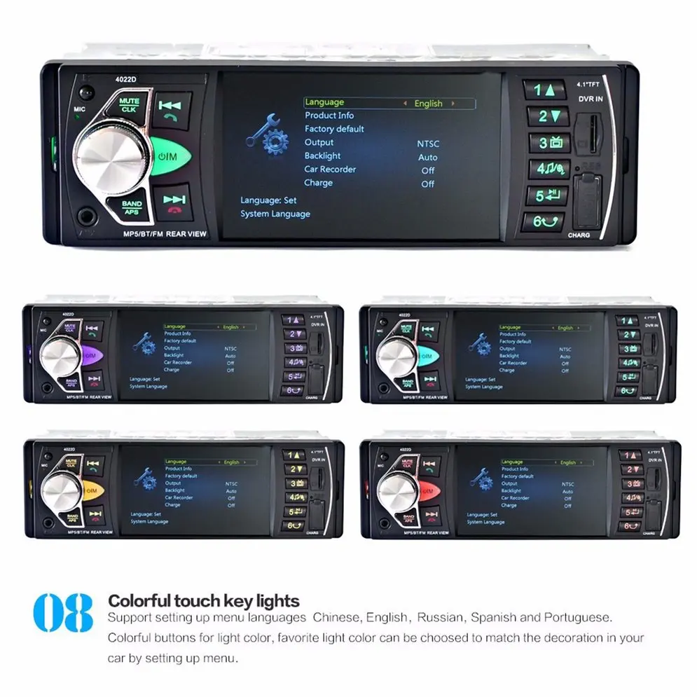 

4022D 4.1-inch Car MP5 Player TFT Screen Bluetooth Stereo Audio FM Station Auto Video DVD Player with USB Port