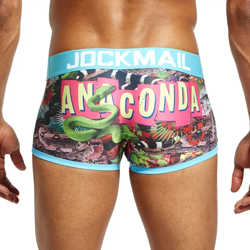 New JOCKMAIL Brand Sexy Mens Underwear Boxer shorts Sexy playful printed mens trunks panties cuecas boxer Gay Underwear funny boxers for men Boxers