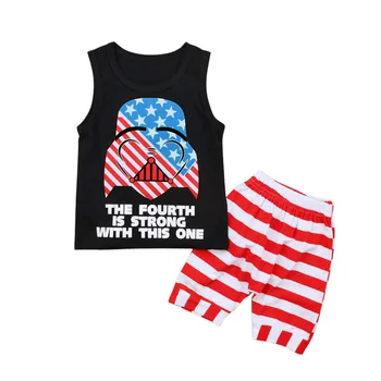 

Toddler Boy Outfits 4th Of July Independence Day Boys Summer Sleeveless Vest Striped Shorts Kids Sets 6M-4T