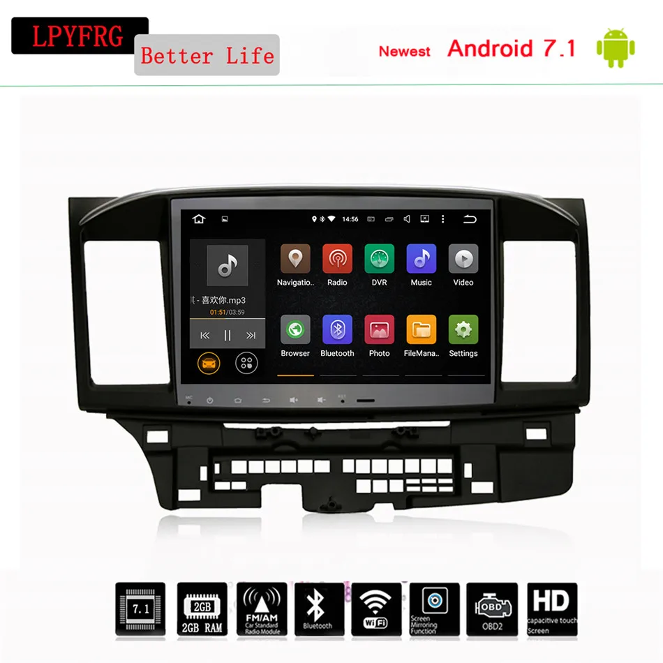 Excellent 10.2" Android 9.0 Car GPS Player Navi for Mitsubishi Lancer 10 Galant 07-17 with 4G+64G Octa Core Radio Multimedia HDMI NO dvd 2