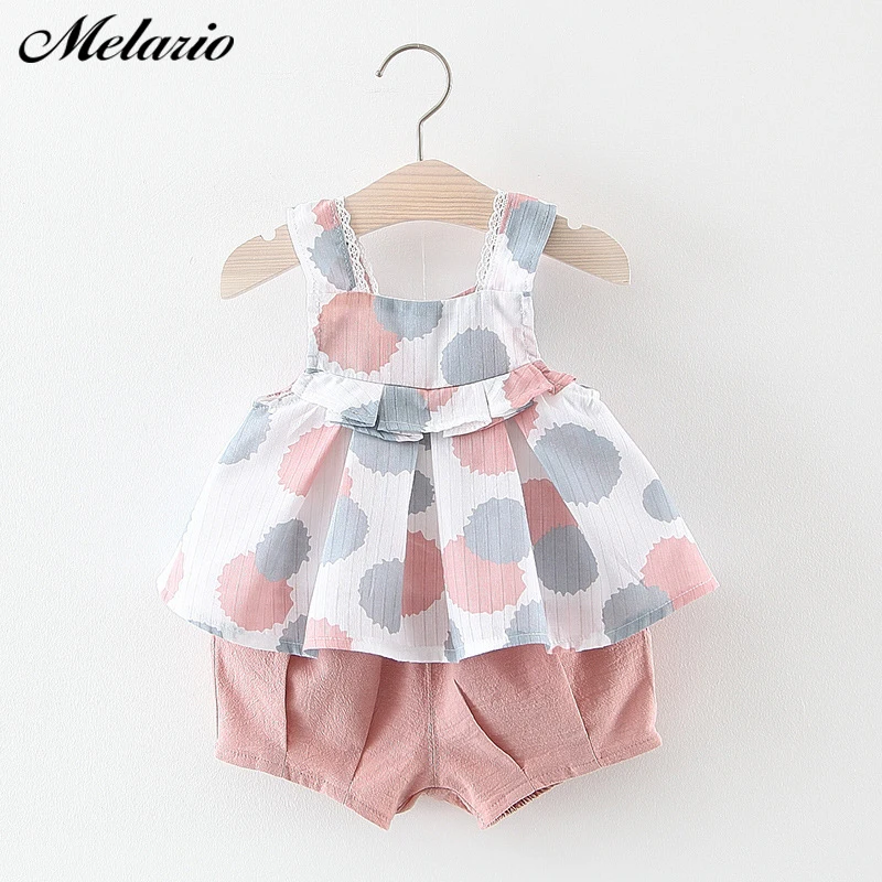 Melario Baby Clothing Sets 2019 Girls Newborn Dress Clothes New Cute Sleeveless Girl Dress + PP Pants infant Clothing Sets Kids