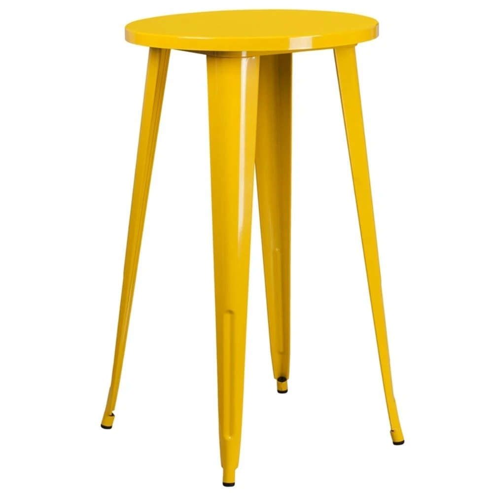 24'' Round Yellow Metal Indoor-Outdoor Bar Height Table [CH-51080-40-YL-GG]