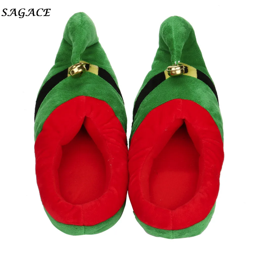 SAGACE женская обувь; коллекция года; Сезон Зима; плюшевые хлопковые домашние тапочки; Цвет белый; зимние теплые домашние рождественские Тапочки - Цвет: Green