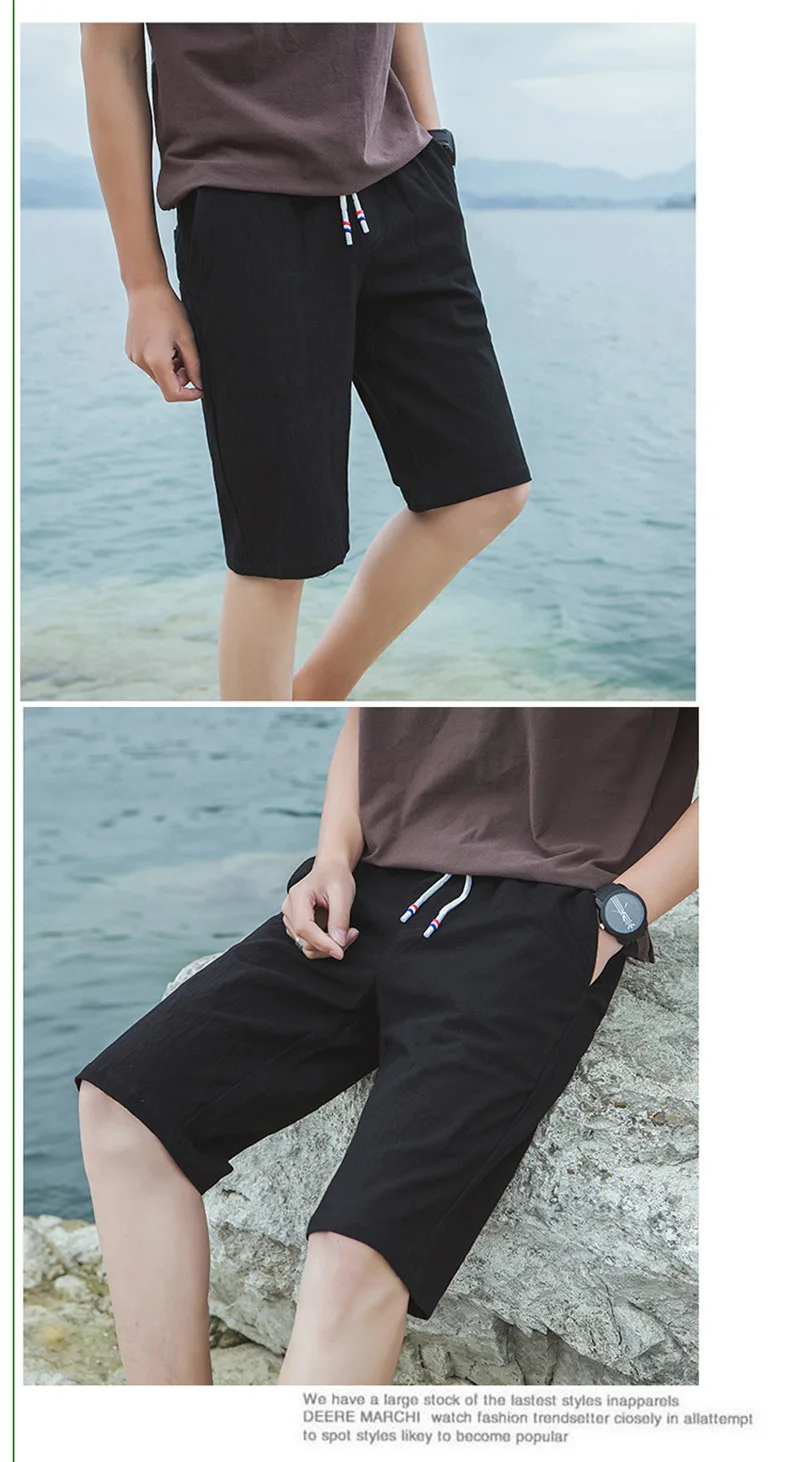 12 2017 new summer mens shorts loose elastic cotton casual shorts fashion jogger shorts black men short pants