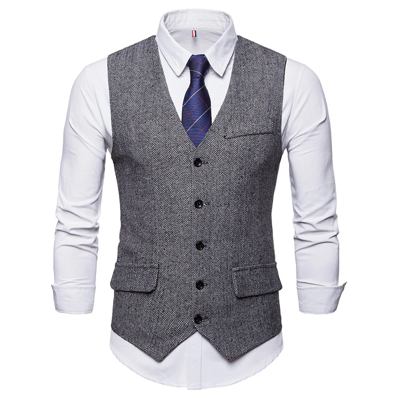 

2018 autumn men's suit vest Single Breasted Vintage design casual style Cashmere Blends olid color Vest Tops brand large size