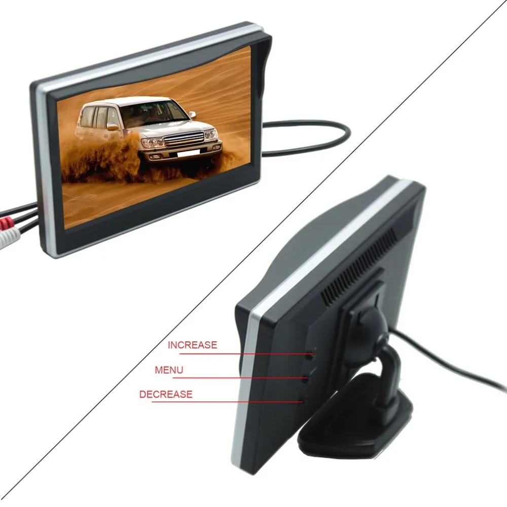  5 Inch TFT-LCD Car Display Digital HD Monitor Auto Parking Backup Reverse 2-Ch AV Input Wide Voltag