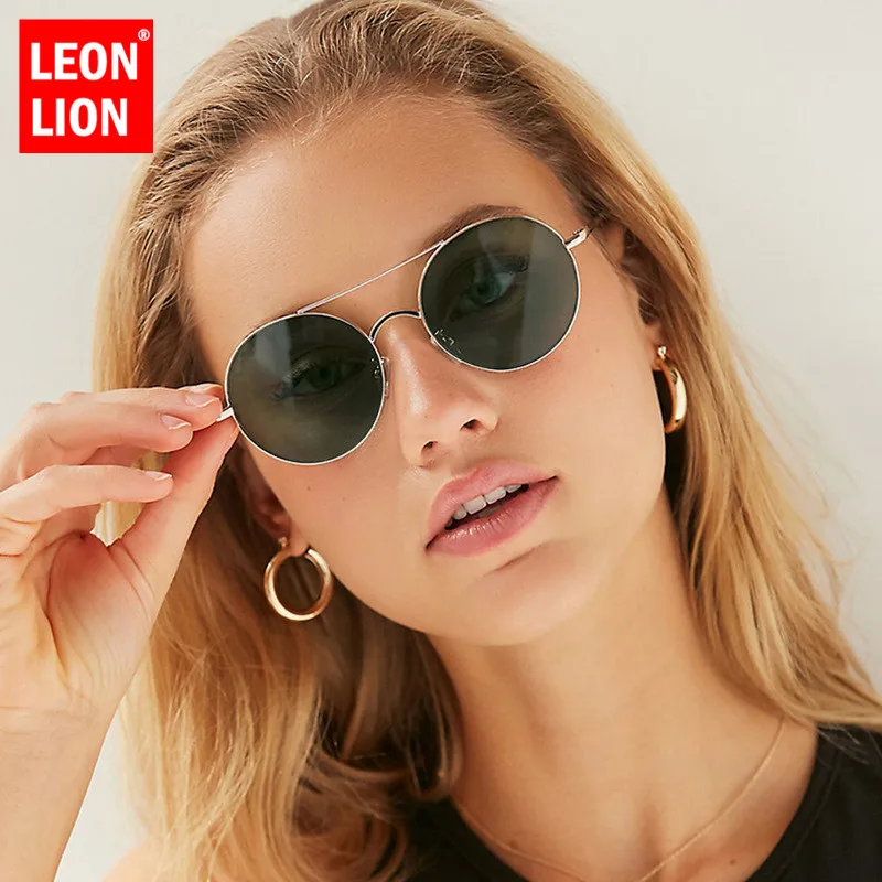 

LeonLion 2019 Round Alloy Sunglasses Women Vintage Glasses Lady Luxury Ocean Lens Eyeglasses Mirror Oculos De Sol Feminino UV400