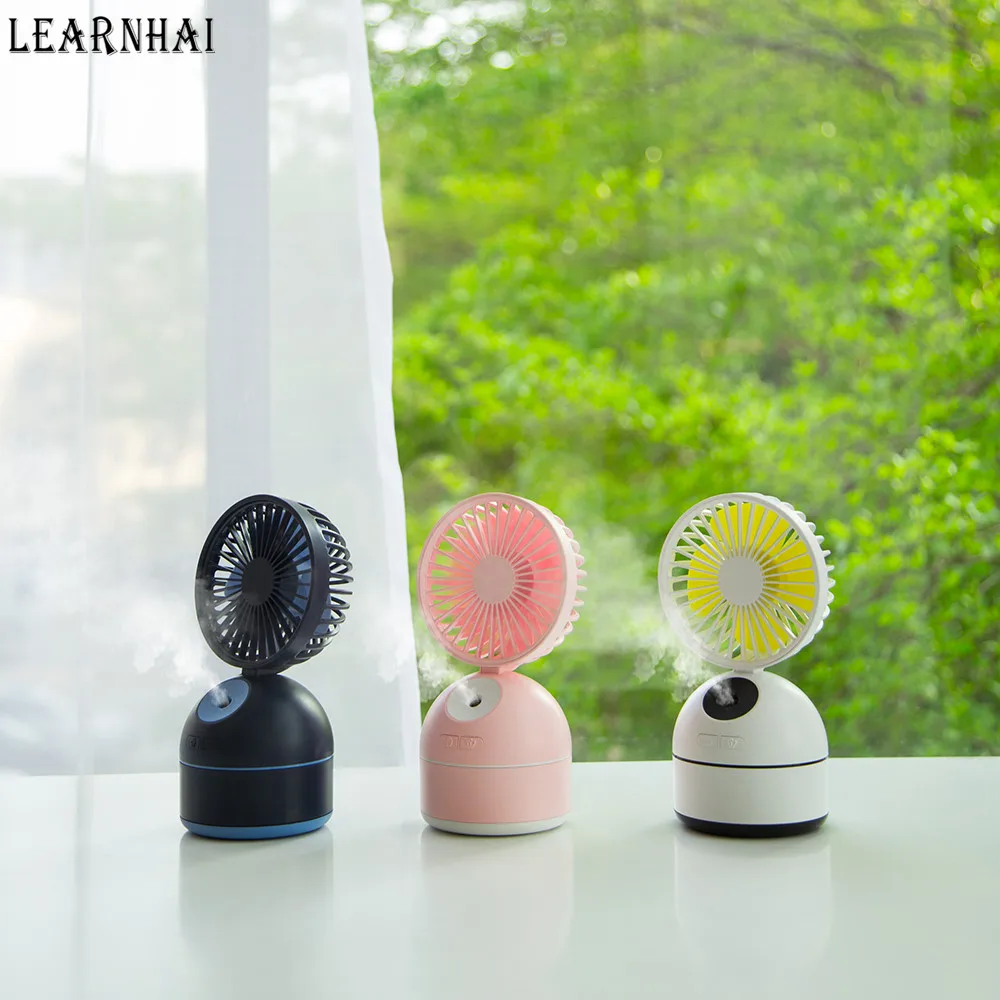 

LEARNHAI Portable 3 Speed Adjustable Handheld Desktop USB Fan with Cooling Spray Humidifier And Rechargeable 2000mAH Battery