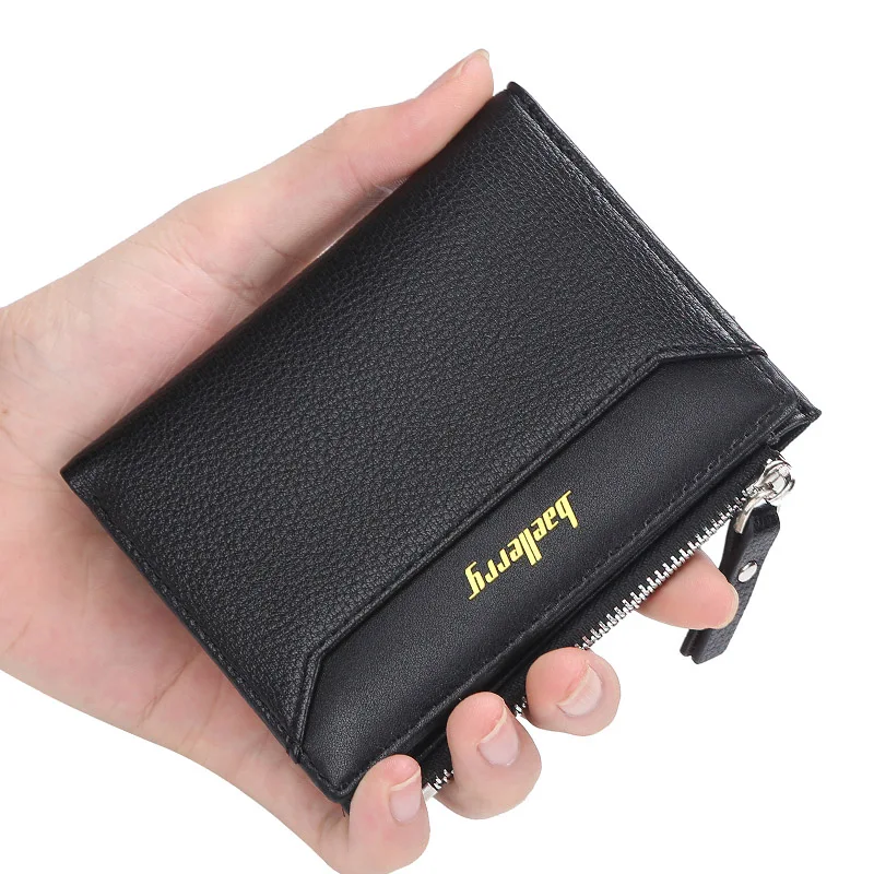 

2019 Leather Men Wallet with Coin Pocket Wallet Men Credit ID Card Holder Purse with Zipper Short Men Wallets Male Small Clutch