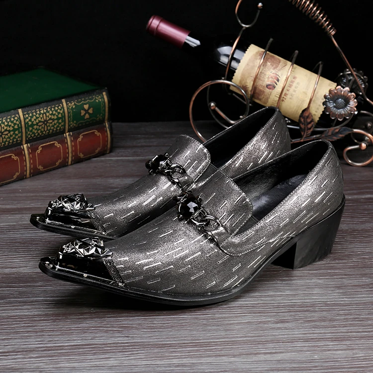 mens metallic silver dress shoes