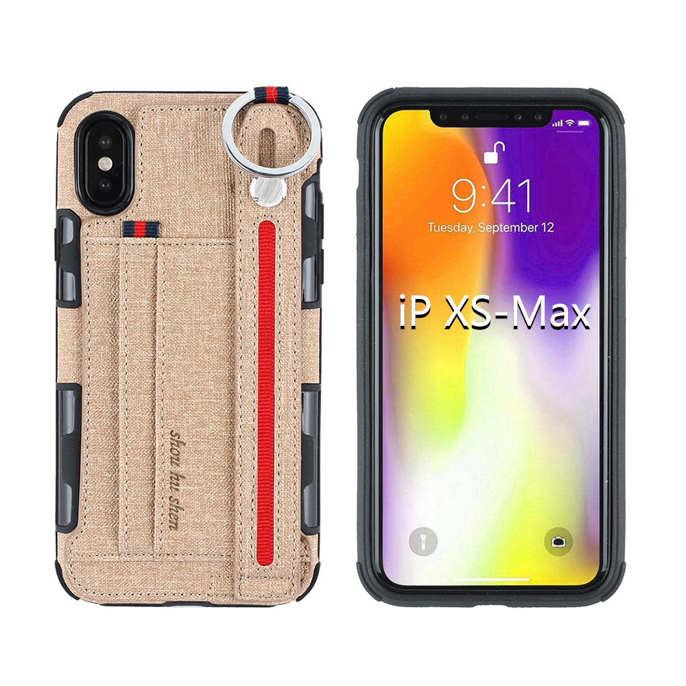 Джинсовый браслет из искусственной кожи чехол для iPhone X XS MAX XR 6 6s 7 8 Plus противоударный флип многофункциональный чехол-кошелек с отделением для карт - Цвет: Khaki