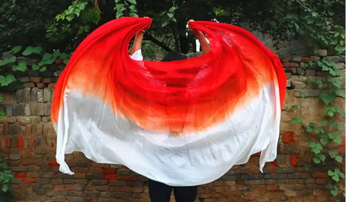 Дети танцовщицы шелк фата ручной окрашенных в мистических смеси Bellydance реквизит Градиент Шарф Шаль Розовый 200 см/250 см