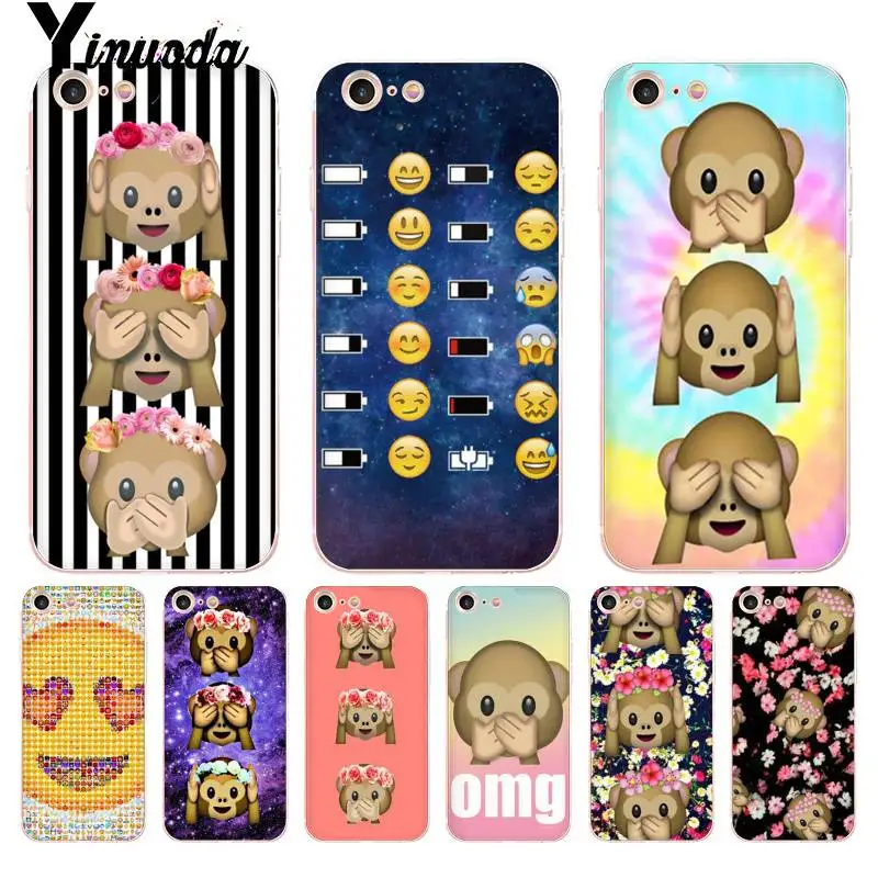 

Yinuoda For iPhone 7 6 X Case Funny Monkey Emoji Smile Coque Shell Phone Case for iPhone 8 7 6 6S Plus X 5 5S SE XR XS XSMAX