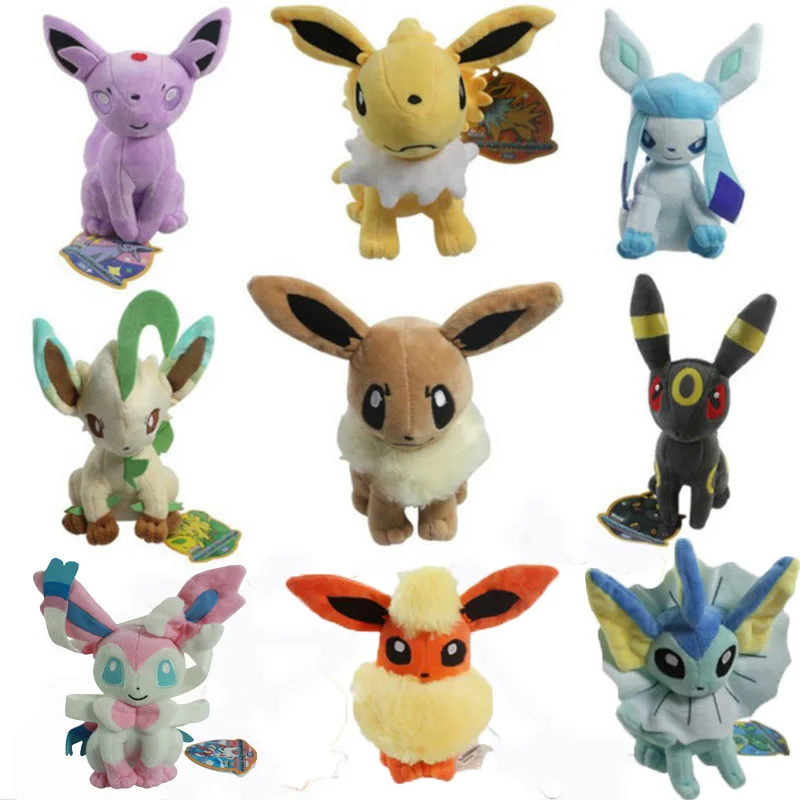 9 шт./компл. Eevee Вапореон плюшевые игрушки куклы Мягкие Животные аниме Рисунок Детские игрушки для детей подарок на день рождения