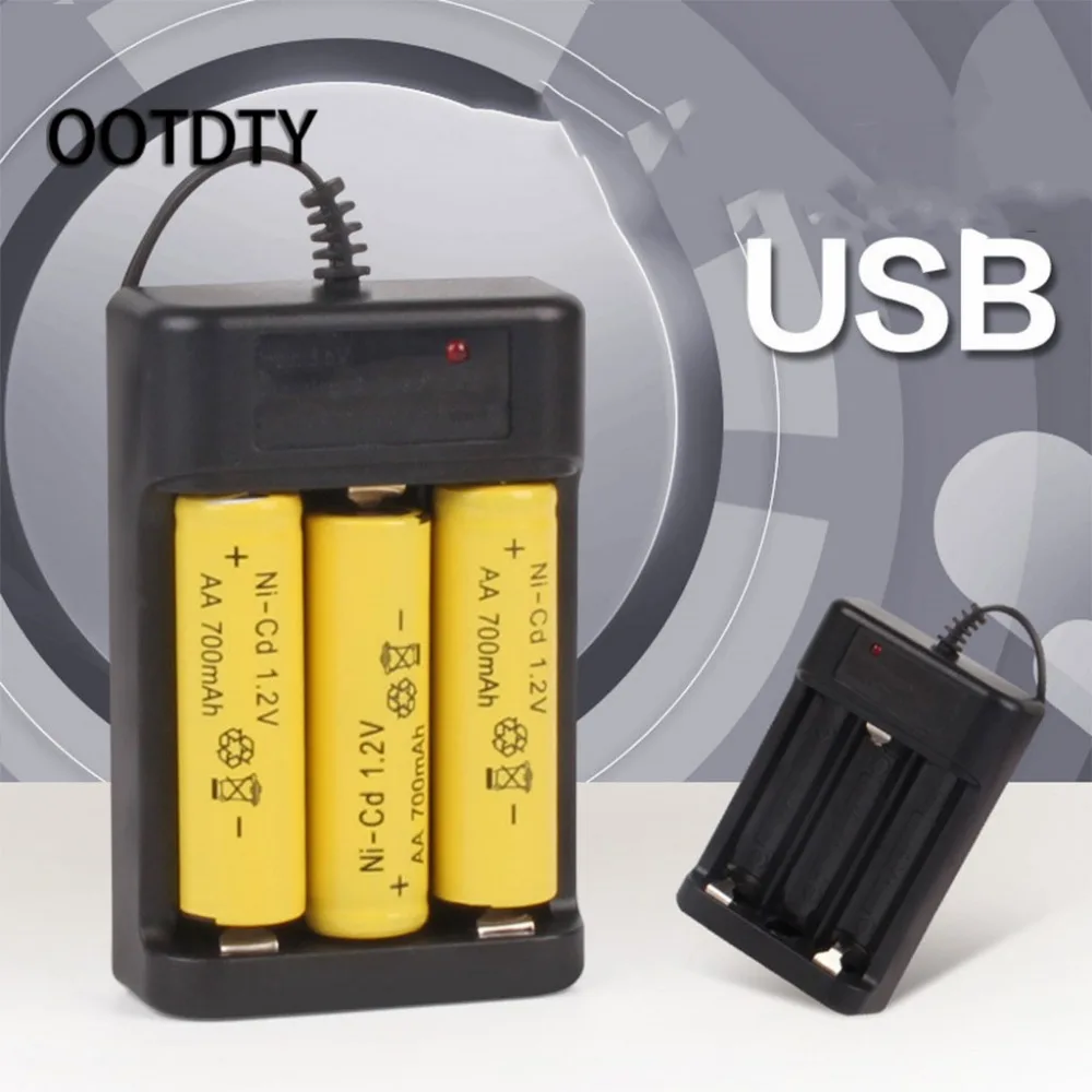 DC 1 2 V 3 слотовый AA Ni Cd Перезаряжаемые Батарея Зарядное устройство адаптер USB
