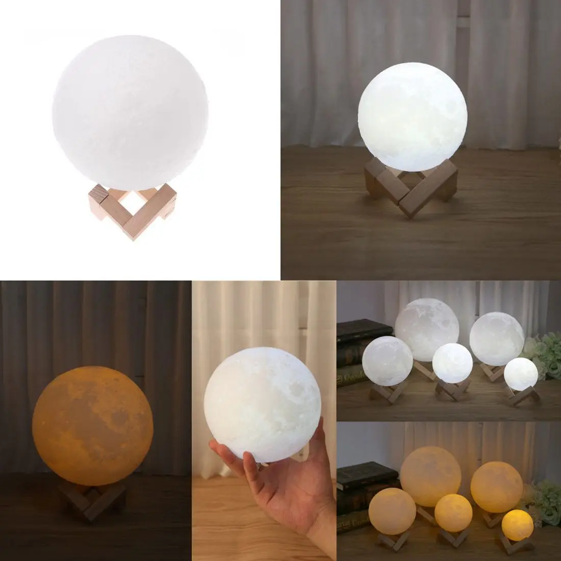 (Прямая поставка) 3D USB LED волшебная луна ночник лунный свет настольная лампа