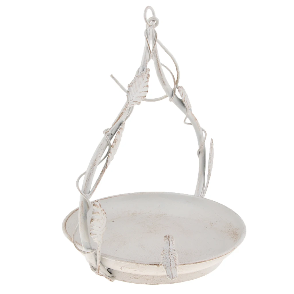 Винтажная подвесная кормушка для птиц птичья ванна чугунная садовая двора декоративное украшение-белый
