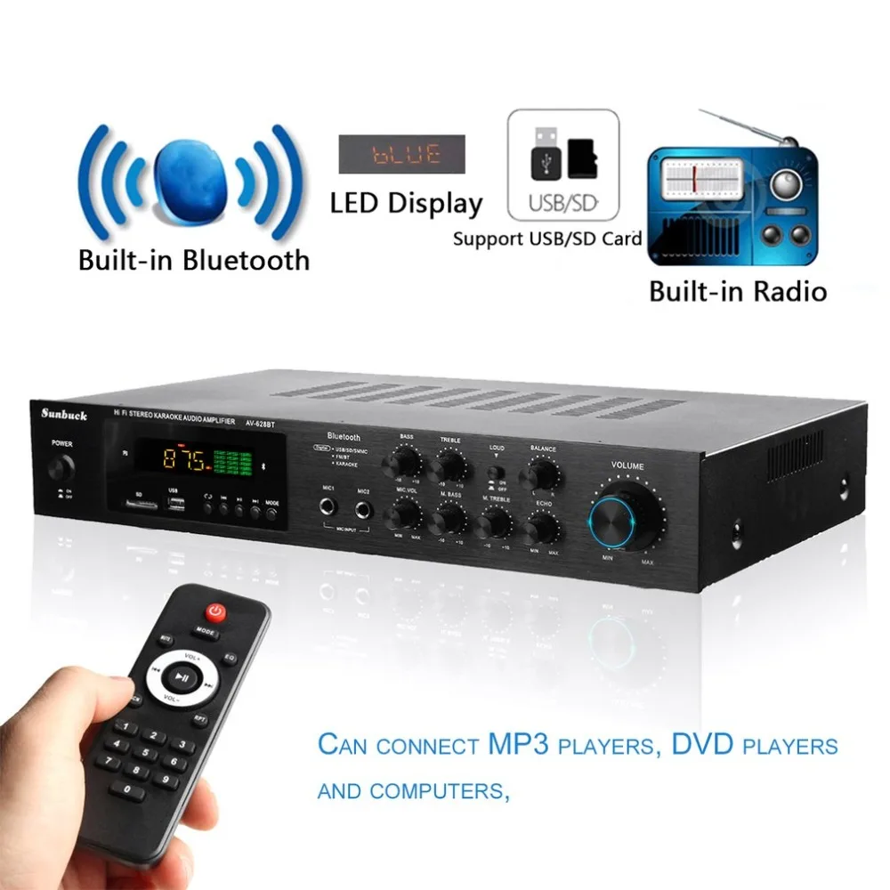 

1120W 220V 5 Channel Bluetooth Hi-Fi Power Amplifier 500W+500W+120W Digital Stereo Surround Sound Home Karaoke Amplifier